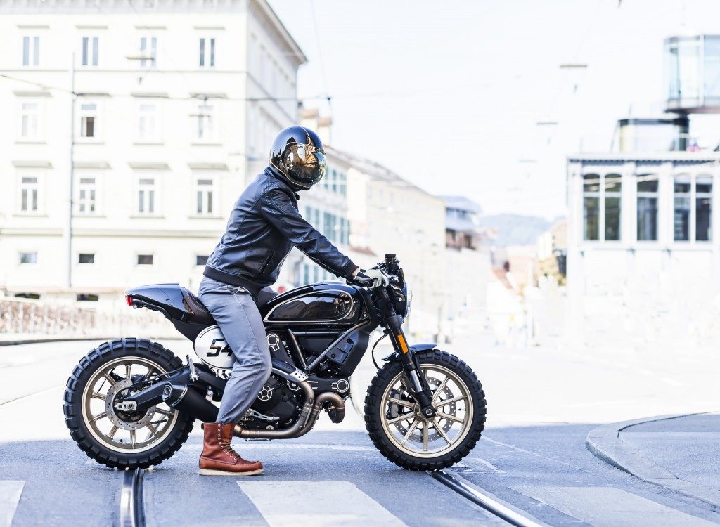 biker riding his motorcycle